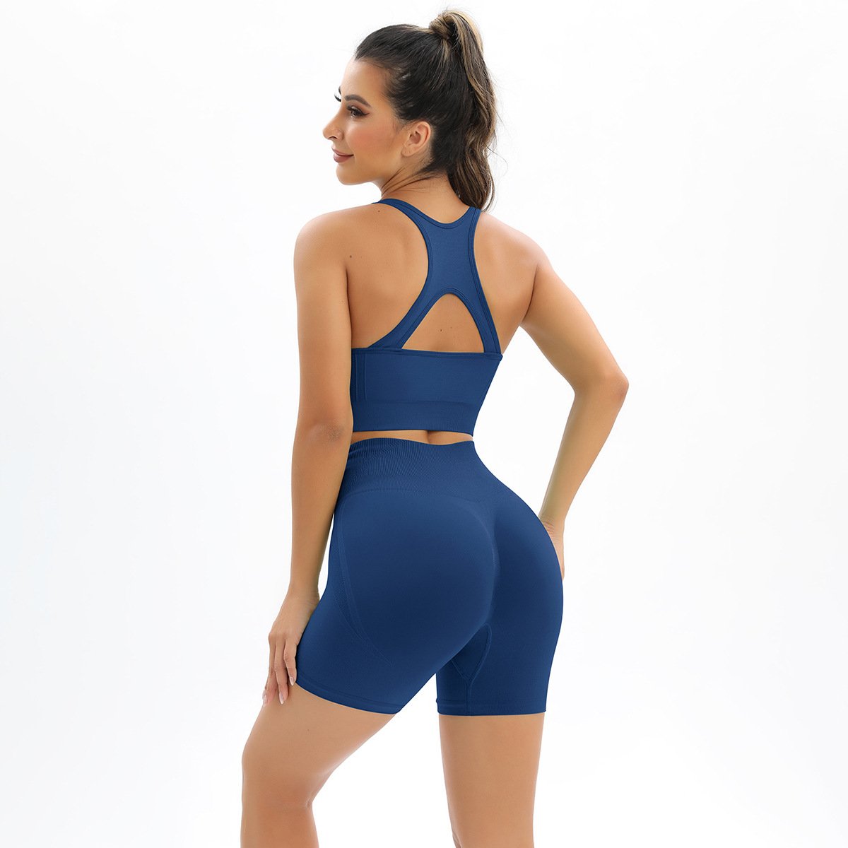 Seamless Knitted Yoga Set Back and Butt Lift Sports Running Fitness Two-Piece for Women - Image 2